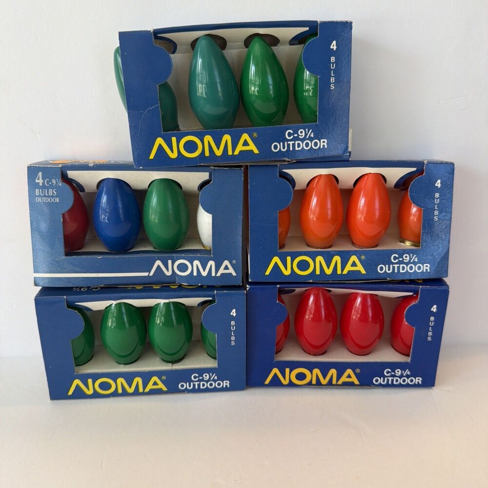 20 Vintage C9 1/4 NOMA Holiday Christmas Light Replacement Bulbs Multicolor NEW